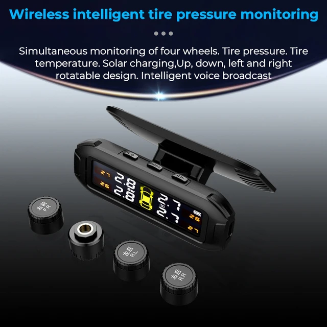 Système de surveillance TPMS de la pression des pneus de voiture, à énergie  solaire, affichage numérique TMPS LCD, USB, alarme de sécurité automatique,  capteur de pression des pneus - AliExpress
