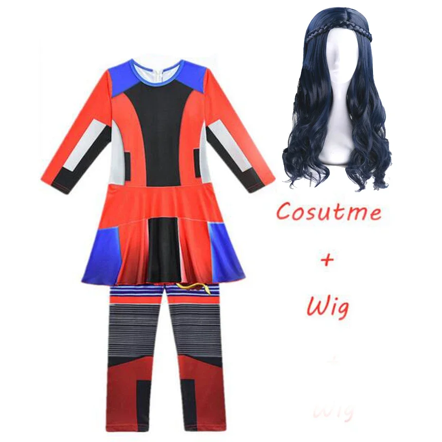 Girls Descendants 3 Audrey Mal Costume Jumpsuit Halloween Book Week Kids Cosplay - Foto 9