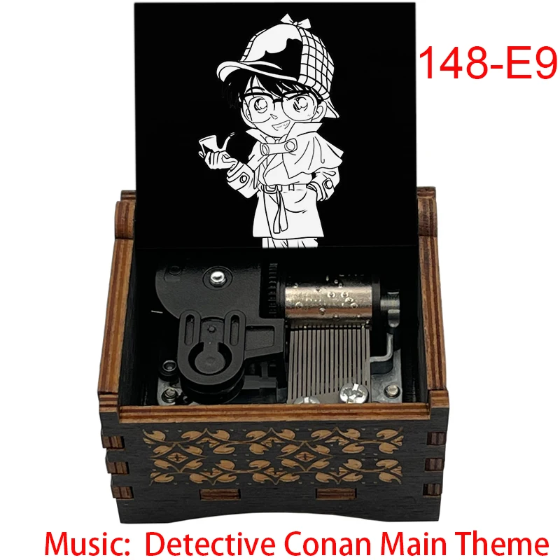Music box anime Detective Conan black wooden mechanical 18 tones birthday gifts for fans new year party cosplay