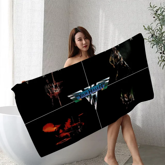 15 Sizes V-Van-Halen Band Towel Microfiber Beach Towel Absorbent Quick dry Soft Yoga Swimming Resort Mountain Climbing Towel 5