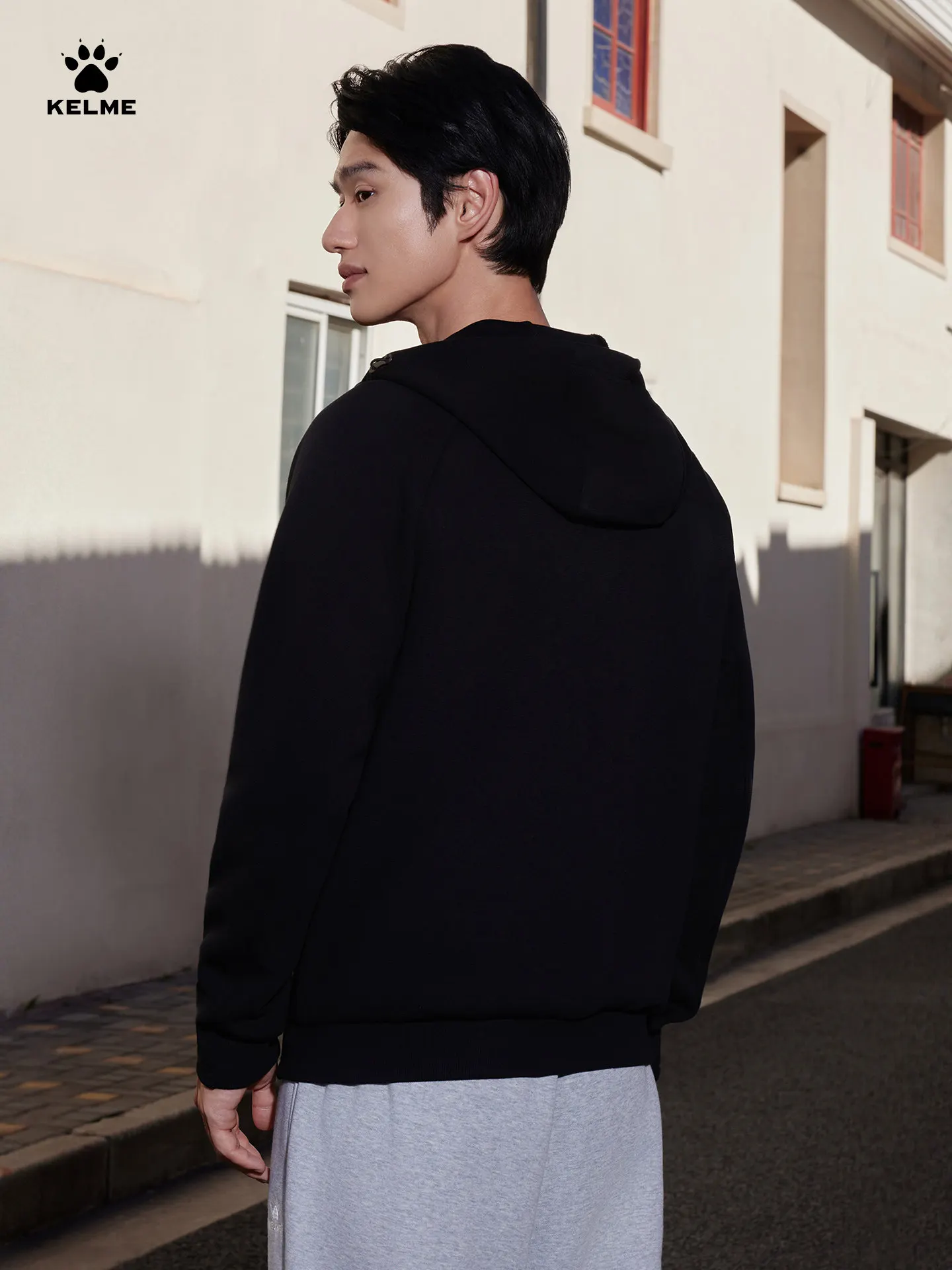 켈미 캐주얼 니트 재킷 아웃도어 스포츠 후드 탑 러닝 피트니스 방풍 가디건 데일리 패셔너블 후디