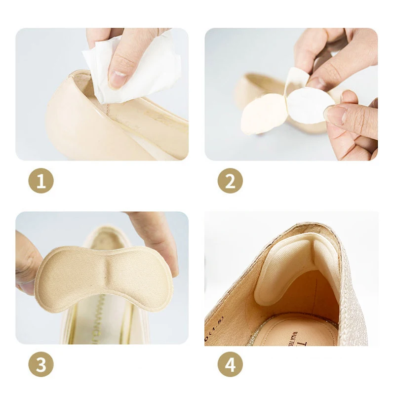 4 Pairs Heel Insoles Pads Patch Pain Relief Anti-wear Cushion Feet Care Heel Protector Adhesive Back Sticker Shoes Insert Insole