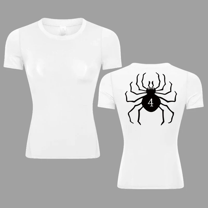 قميص نسائي مطبوع عليه رسومات ، كم قصير رياضي ، قمم...