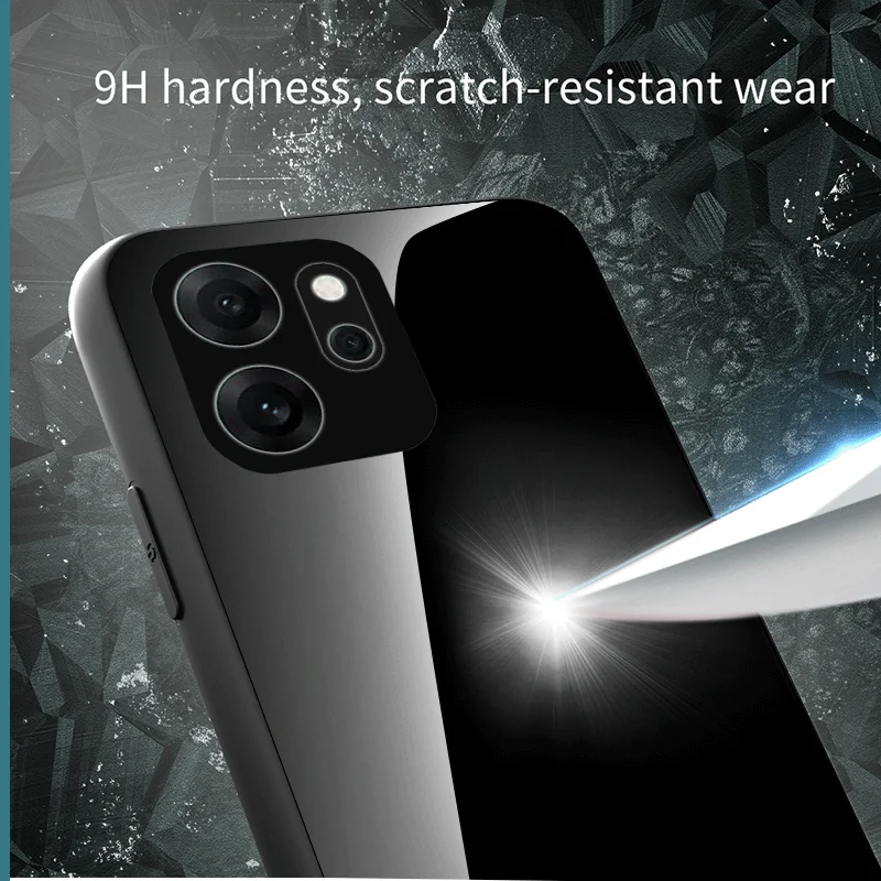 Gradient Color Hard Tempered Glass Protective Phone Case