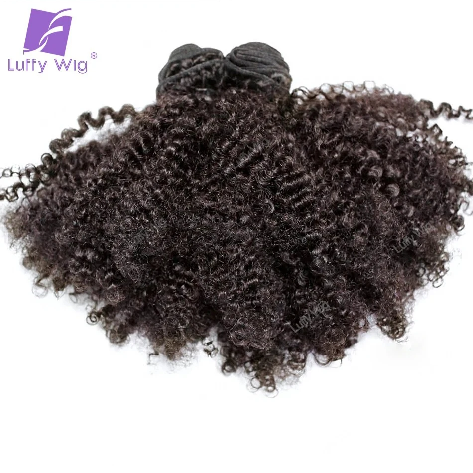 Weft Bundles Double Drawn Kinky Curly Full Ends 100% Human Hair Brazilian Extensions Jerry Curly for Black Women LuffyWig