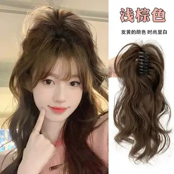 Parrucca sintetica Capelli lunghi femminili simula la vitalità della ragazza Luce senza sensazione di caduta Capelli ricci a cascata da principessa semi legati