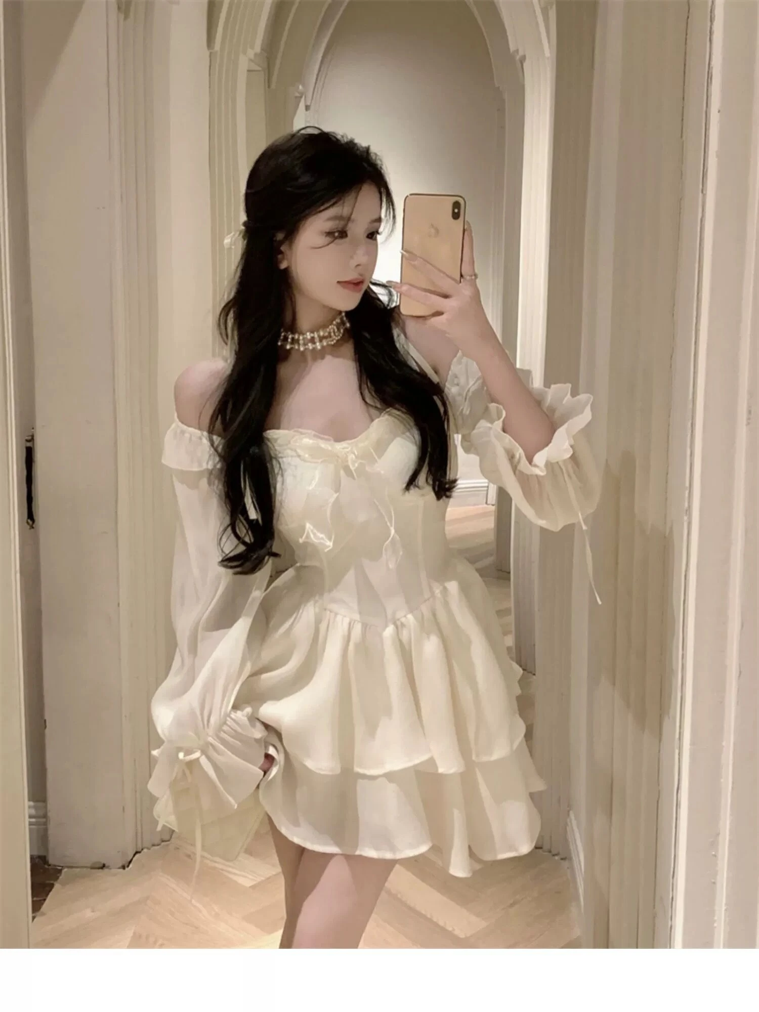Elegant Princess Party Dress Flare Sleeves Layered Ruffles A-line Short Dresses for Women Korean Fashion One Piece Vestido Mujer