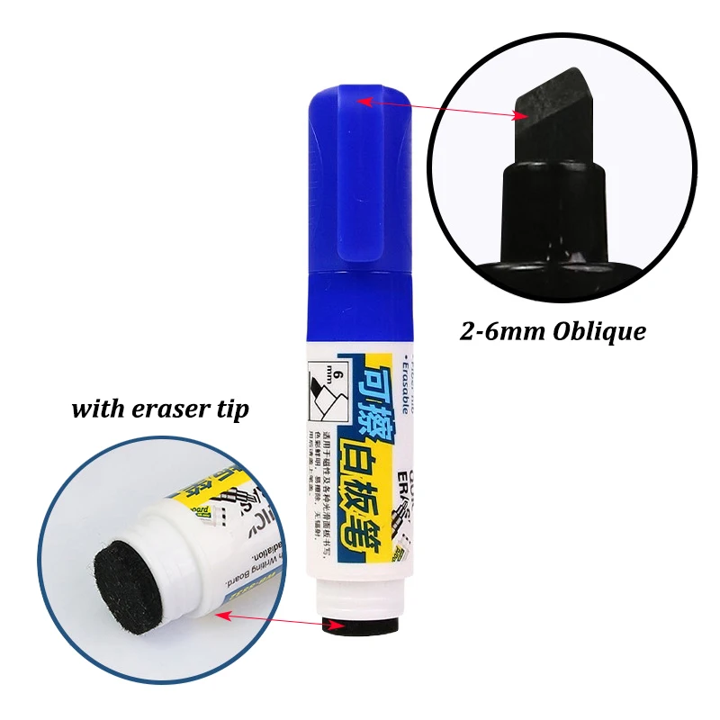 Vibrant Dry Erase Markers with Built-in Eraser, Bold 6mm Tip, Low-Odor & Non-Toxic