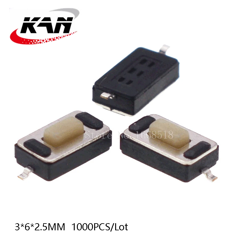 1000 Pz/Lotto Nuovo Tipo 3 X6X2.5 Pulsante Smd, Interruttore A Pulsante 3*6*2.5 Mm, Micro Interruttore Tattile Smd 3*6*2.5Mm