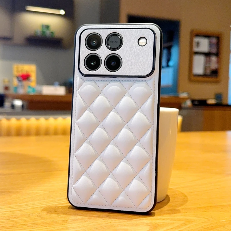 Luxury Leather Pattern Soft TPU Protective Phone Case with Grid Design