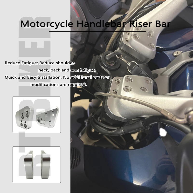 VFRFGKUPUH Handlebar Clamp Riser For R1200RT R1150RT R1100RT For R1100R R1150R R 1100 1150 1200 For RT R Handle Fat Bar Risers Silver Motorcycle Handlebar Riser Motorcycle Bar Risers(2