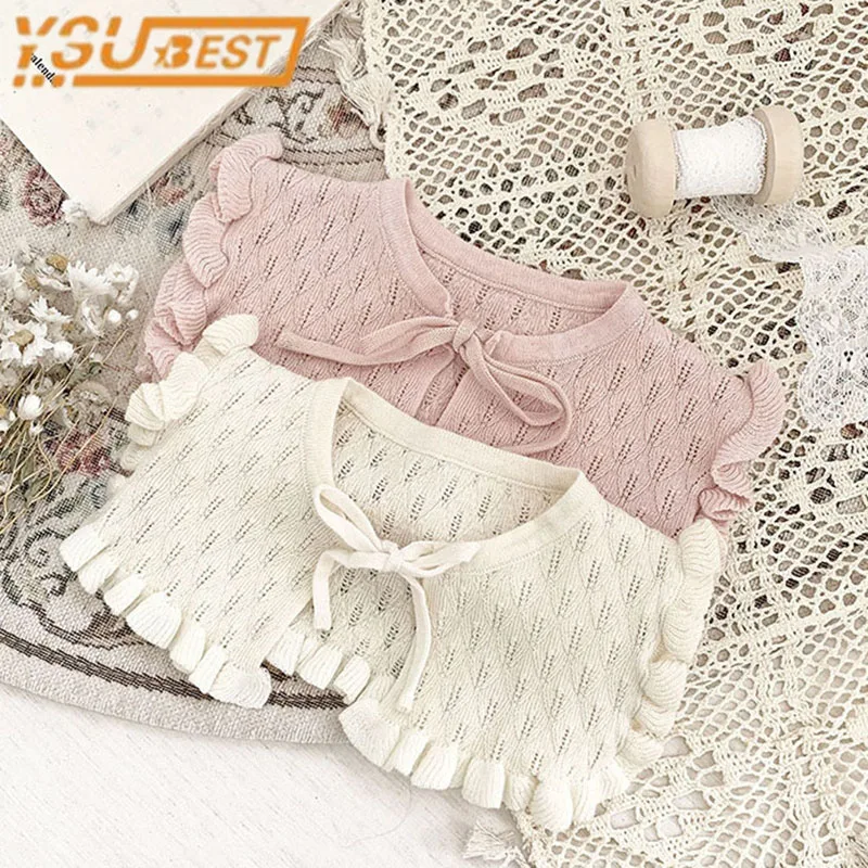 Spring Autumn Baby Girl Shawl Cotton Solid Color Baby Bandage Girl False Collar
