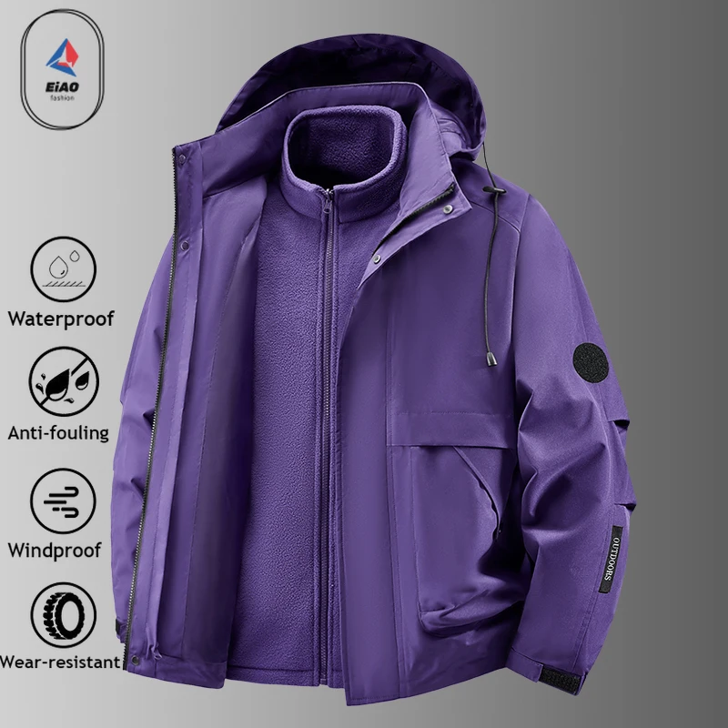 High Quality 3-in-1 Jacket Autumn Winter Unisex Thickened Warm Windproof Waterproof Outerwear Hiking Mountaineering Parka Coat