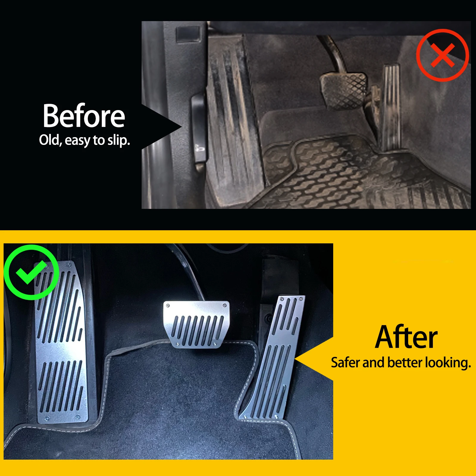 Premium Aluminum Gas and Brake Footrest Pedal Set - Automatic and Manual Transmission