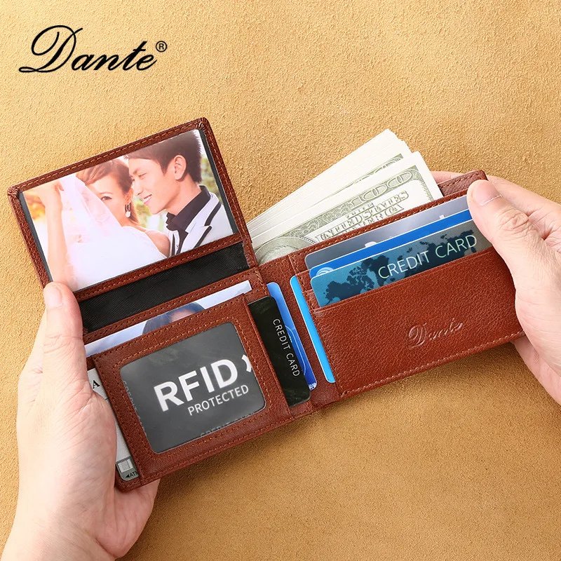 Thin First Layer Cowhide Wallet With RFID Blocking Horizontal Driving License Card Holder