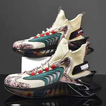 Fashion Summer Coconut Sports Flat Platform  Patchwork Air Cushion Elastic Shoes Thick Sole Shock-Absorbing Spaceship Sneakers 