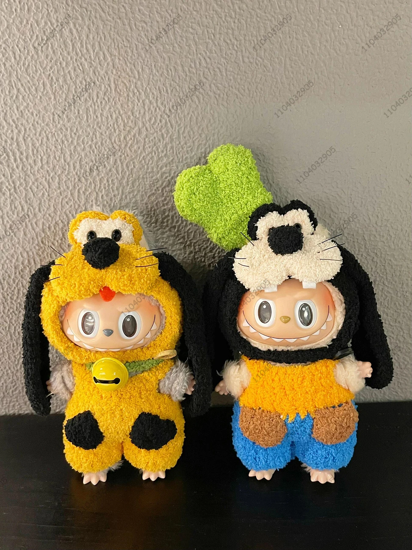 Labubu The Monsters Disney Goofy Costume Hand Knitted Clothes 1:1 Original Replica Vinyl Doll Action Figure Bag Charm Gift