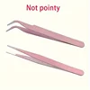 2pcs Stainless Steel Precision Tweezers, Color Scrapbook , Straight And Curved Head , Pink/Blue/Purple/White/Bla 2