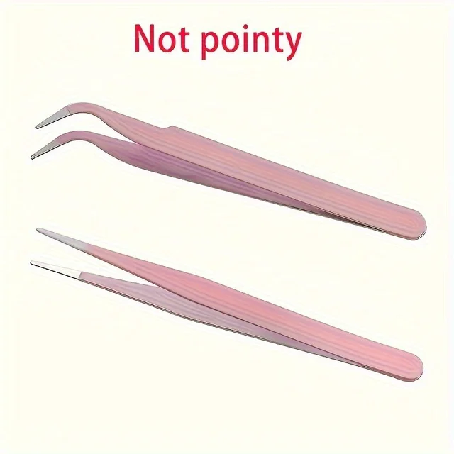 2pcs Stainless Steel Precision Tweezers, Color Scrapbook , Straight And Curved Head , Pink/Blue/Purple/White/Bla 2