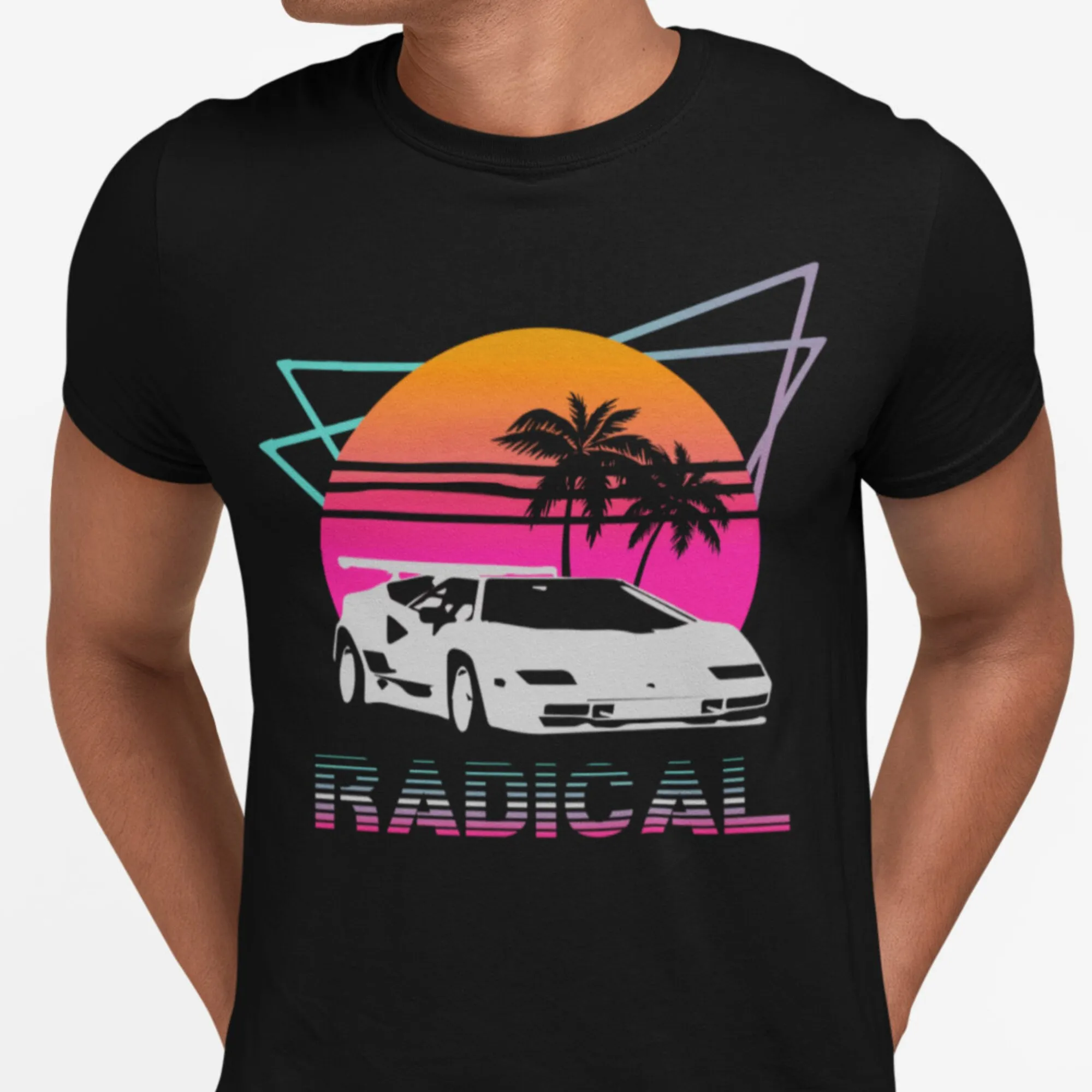 Футболка с длинным или коротким рукавом и принтом ретро-волны