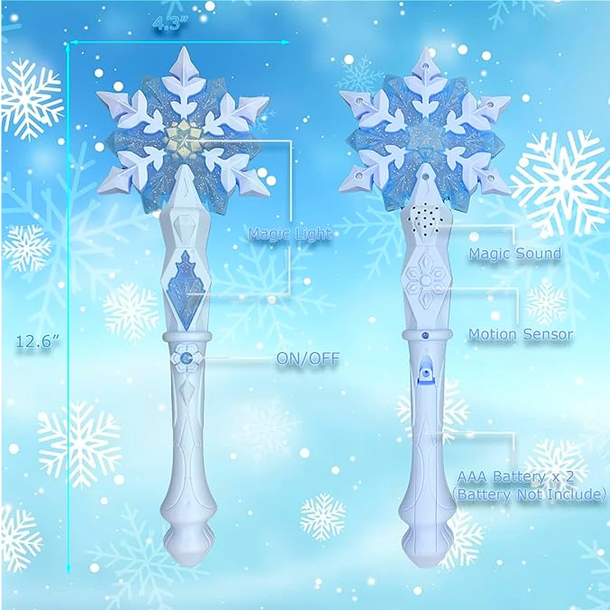 Light Up Frozen Snowflake Wand with Sound Magic Wand for Kids Girls Princess Birthday Party Christmas Gift