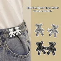 2PCS Bear Shaped Adjustable Jean Button Waist Buckle Snap Pants Buckle Extender Replacement Jeans Button Attacher Pins 2025 1
