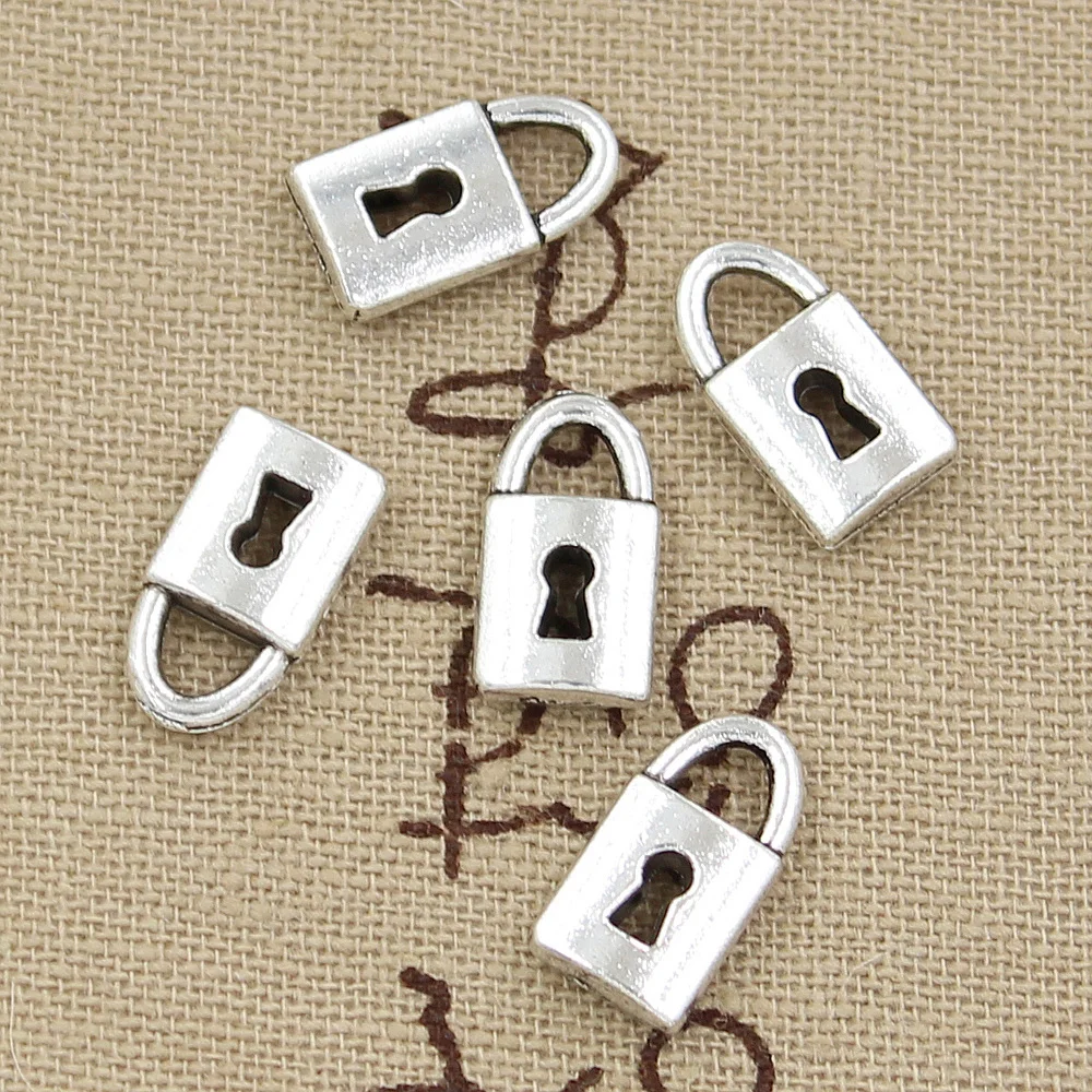 Jewelry Charms 15pcs Charms Lock 14x8mm Antique Making Pendant fit Vintage Tibetan Bronze Silver color DIY Handmade Jewelry