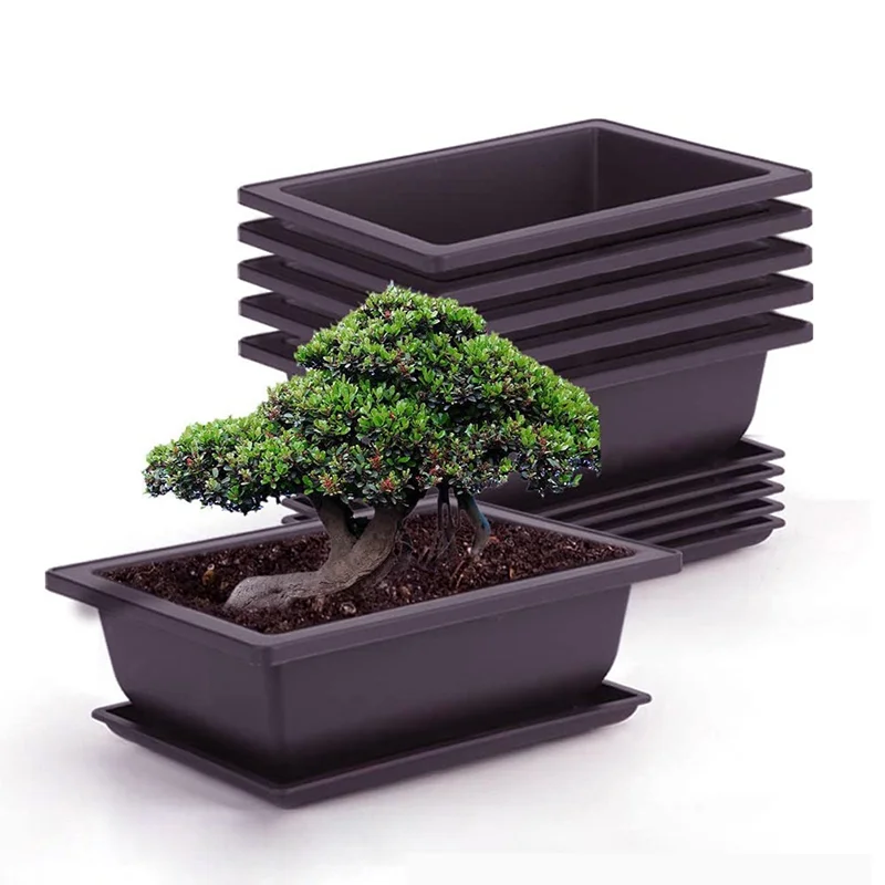 1PC Plastic Flower Pot Balcony Square Flower Pot Bonsai Bowl Nursery Imitation Rectangle Nursery Basin flower pot plant pot