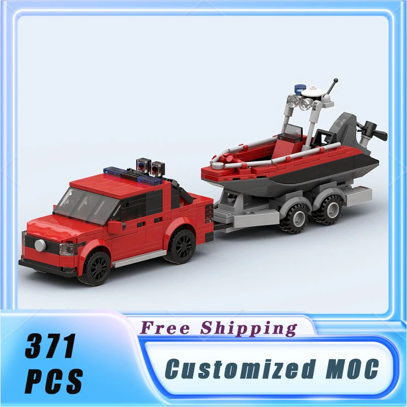 Moc Building Blocks Pick-Up Con Rimorchio Per Barche Modello Mattoni Set Assemblare Display Giocattoli Per Bambini Regali