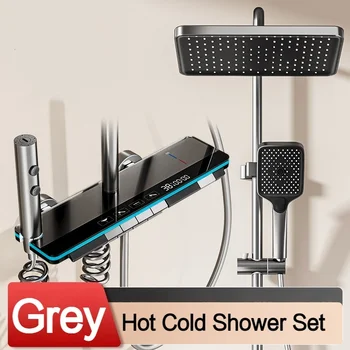 Set doccia con display digitale della temperatura Set sistema di rubinetti per doccia Set caldo freddo con luce ambientale Colonna doccia Soffione doccia per bagno 1