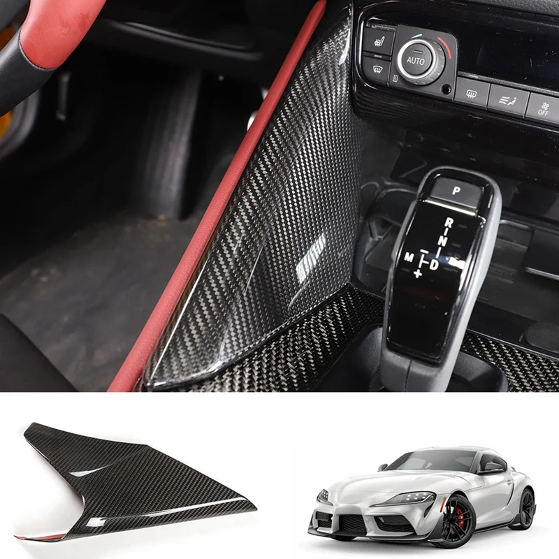 

Car Carbon Fiber Center Console Side Gear Shift Panel Decorative Cover For Toyota Supra 2019 2020 2021 2022 LHD