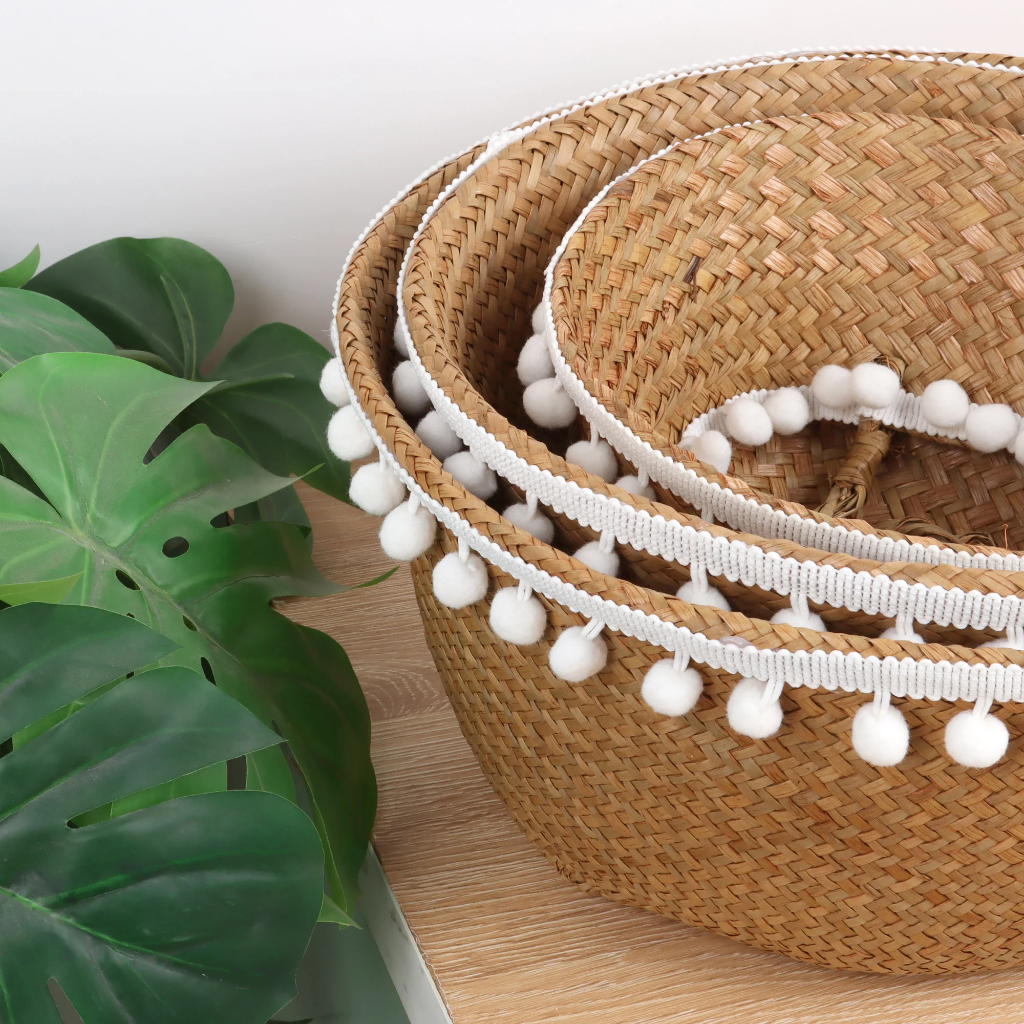 Handmade Seagrass Storage Basket Foldable Laundry Straw Wicker Rattan Seagrass Belly Garden Flower Pot home decor Planter Basket 5
