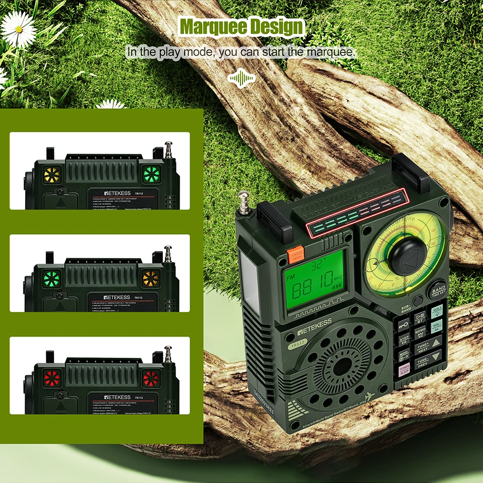 Retekess TR112 Tragbares Shortwave Radio,FM VHF MW SW WB AIR Band Radio,Unterstützung App