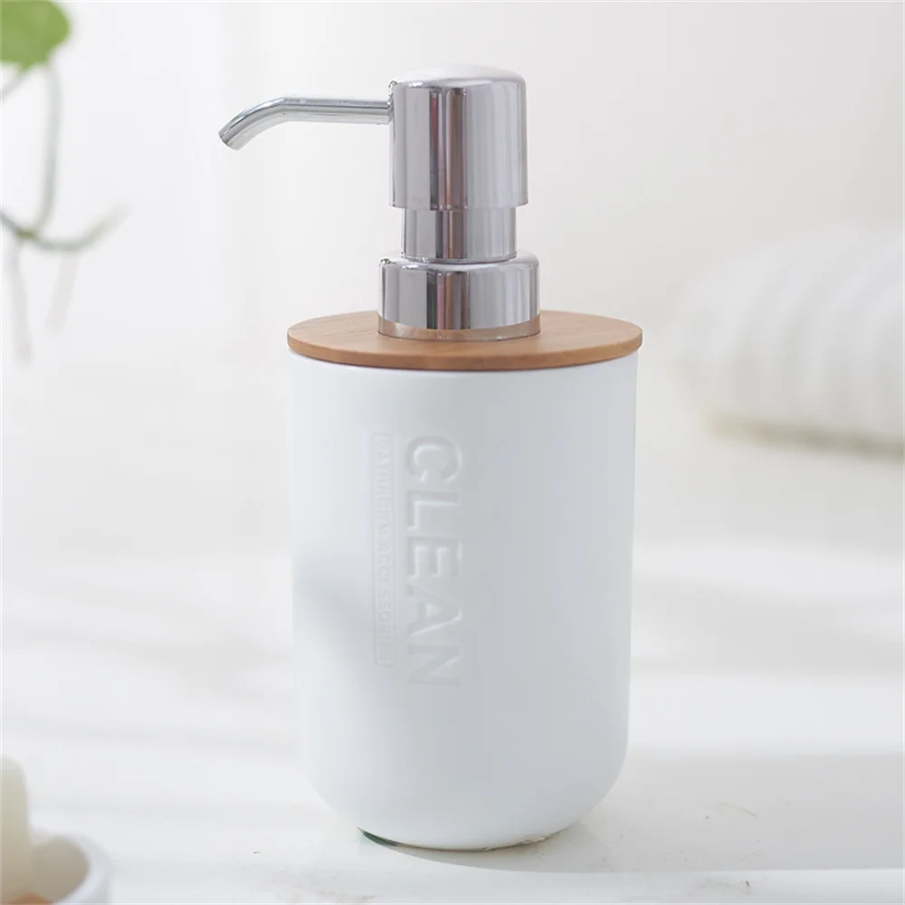 Toothbrush Holder Modern Household Bath Room Supply Shower Gel Dish Bamboo Soap Dispenser Soap Rack Cup Bathroom Accessories Set