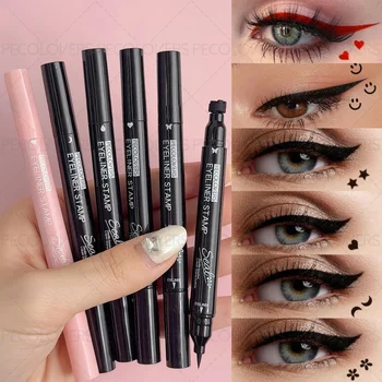 1PC Waterproof and Sweat-proof Eyeliner with Stamps - Quick Drying, Smooth Application, Multiple Patterns, Gentle Texture
