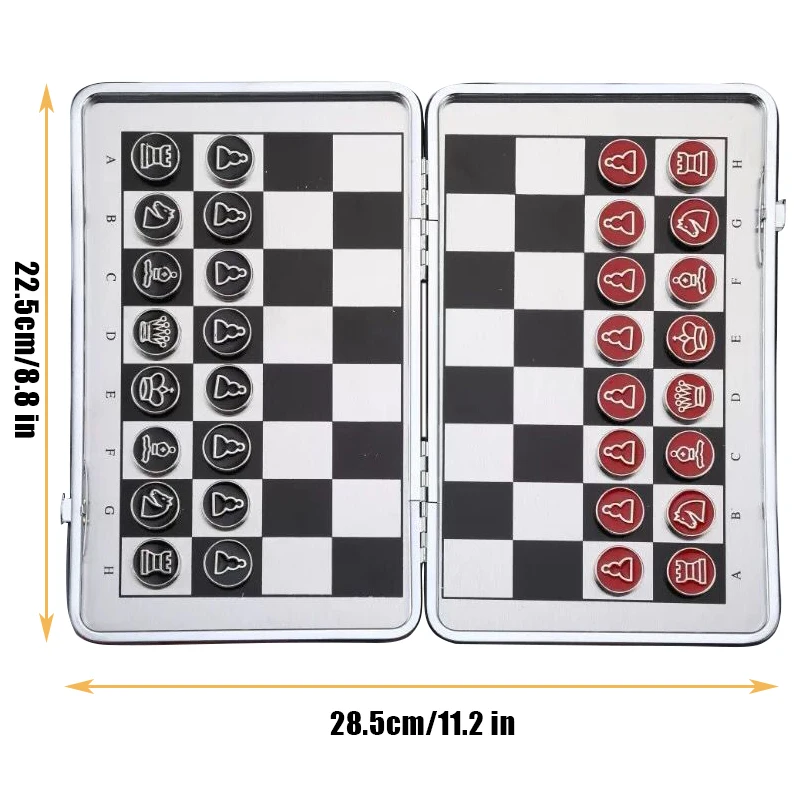 Portable Magnetic International Chess Set, PU Leather, Foldable Chessboard, Alloy Chessman Board Game, Family Toy, Pocket Travel