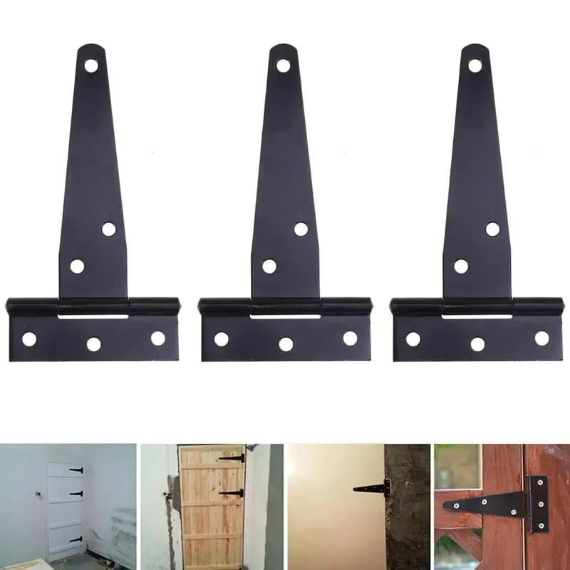 12Pcs Hinges Wooden Doors 4Inches T Shaped Rustproof Iron Light Duty Shed Hinge Wall Mounted Shelves Strap Hinge Door Wall stainless steel hinges,door hinges,plastic hinges,nylon hinges