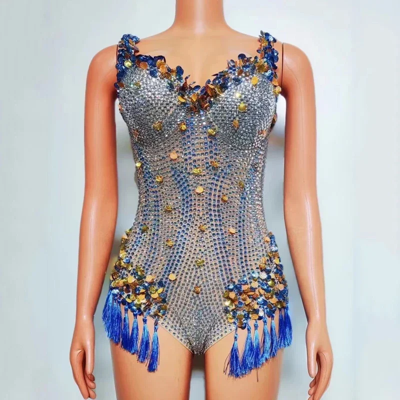 Purple Silver Rhinestones Fringed Bodysuit Women Sequins Jazz Dance Outfit  Bar Nightclub Dj Ds Gogo Costumes Stage Wear XS7718 - AliExpress 200000532