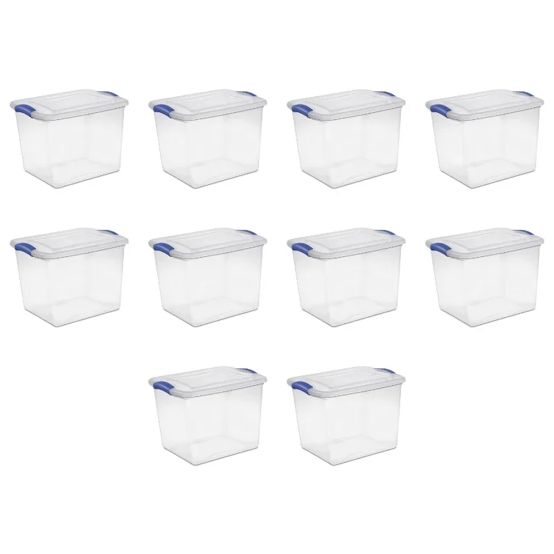 

Sterilite 27 Qt. Latch Box Plastic, Stadium Blue, Set of 10 Storage Boxes & Bins