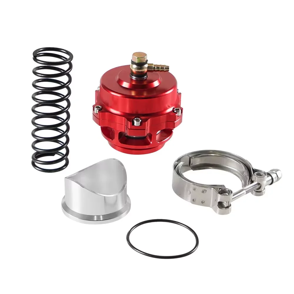Hochwertiges Universal-50-mm-Turbo-Abblasventil mit V-Band zum Anschweißen des Aluminiumflansches, Turboladerohr, Schwarz/Blau/Rot/Silber – Detail 4