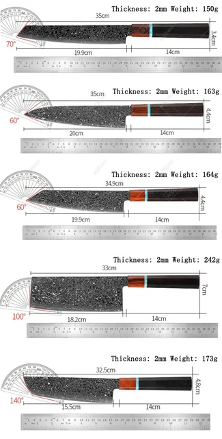 WXCOO Coltelli da cucina professionali giapponesi Set Coltello da chef Acciaio di Damasco Mannaia per carne di pesce Affettare Coltello Santoku Strumenti di cottura 6