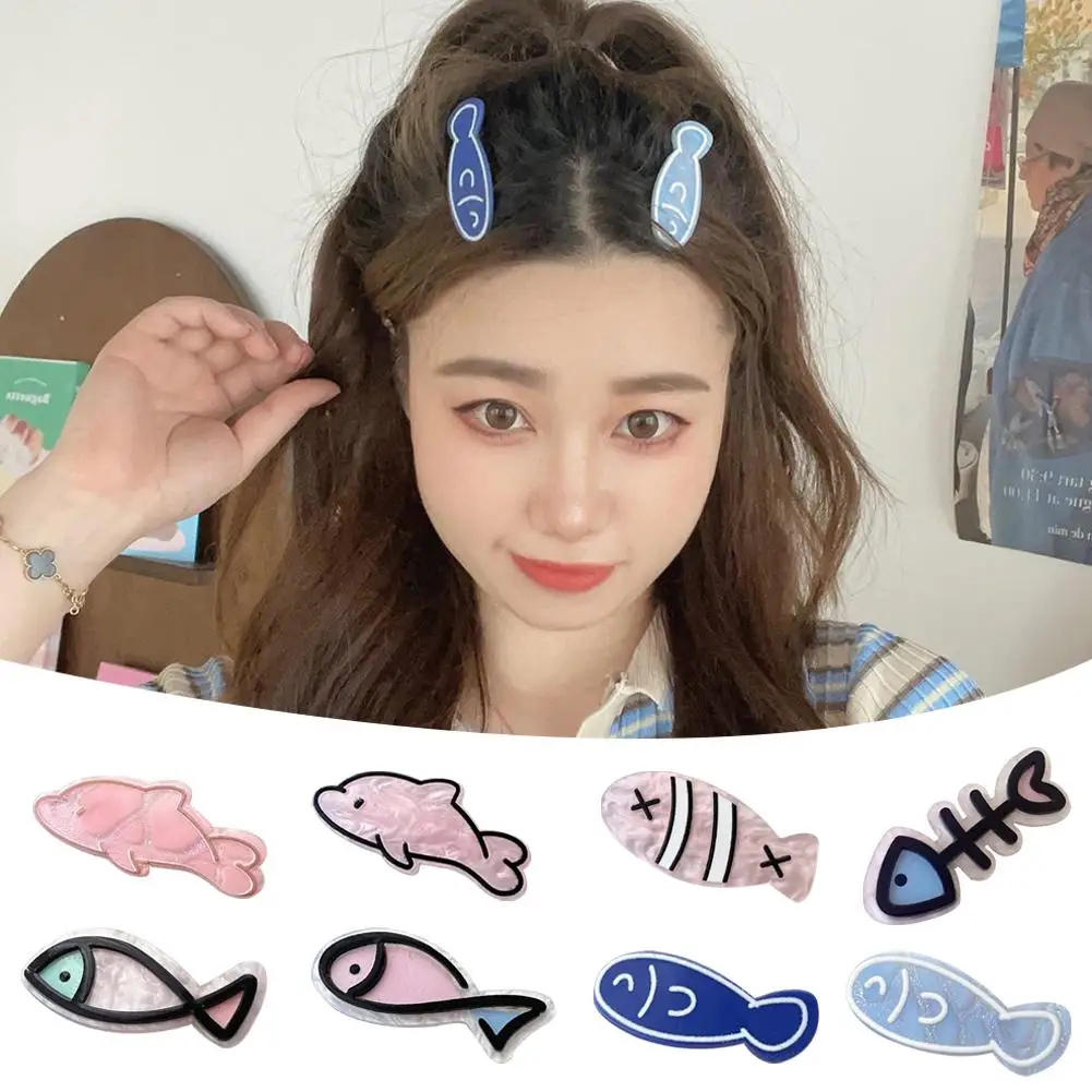 

New 2023 Cute Cartoon Small Fish Hairclips Sweet Bangs Women Fashion Accessories Mini Girls Hair y2k Barrettes Colorful Cli O6X3