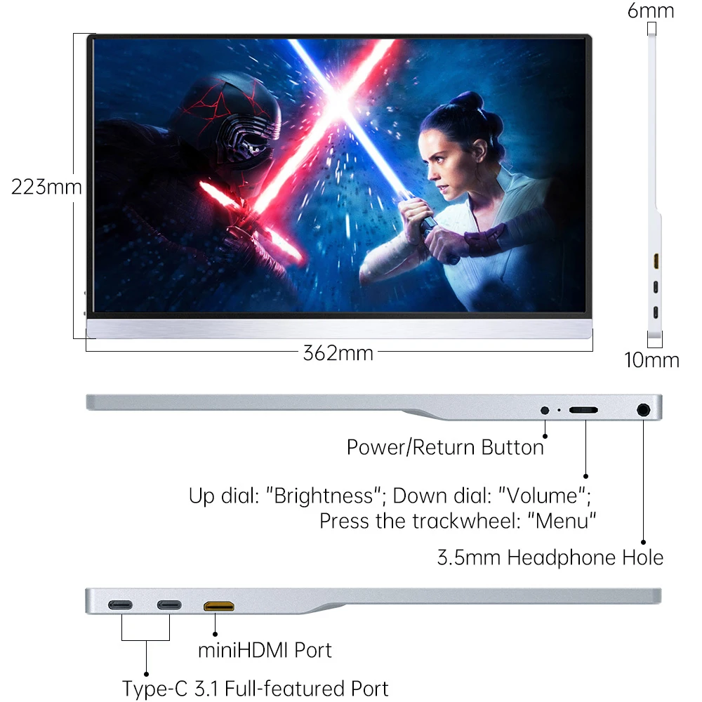 ELSA ޴  CŸ ̴ HDMI ũ, PC Ʈ Xbox PS4 PS5 ġ, 60HZ ÷, 15.6 ġ FHD 1920X1080