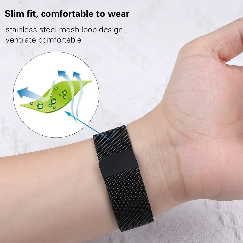Elegant Magnetic Milanese Loop Strap with Protective Case for Garmin Venu SQ Series Smartwatches