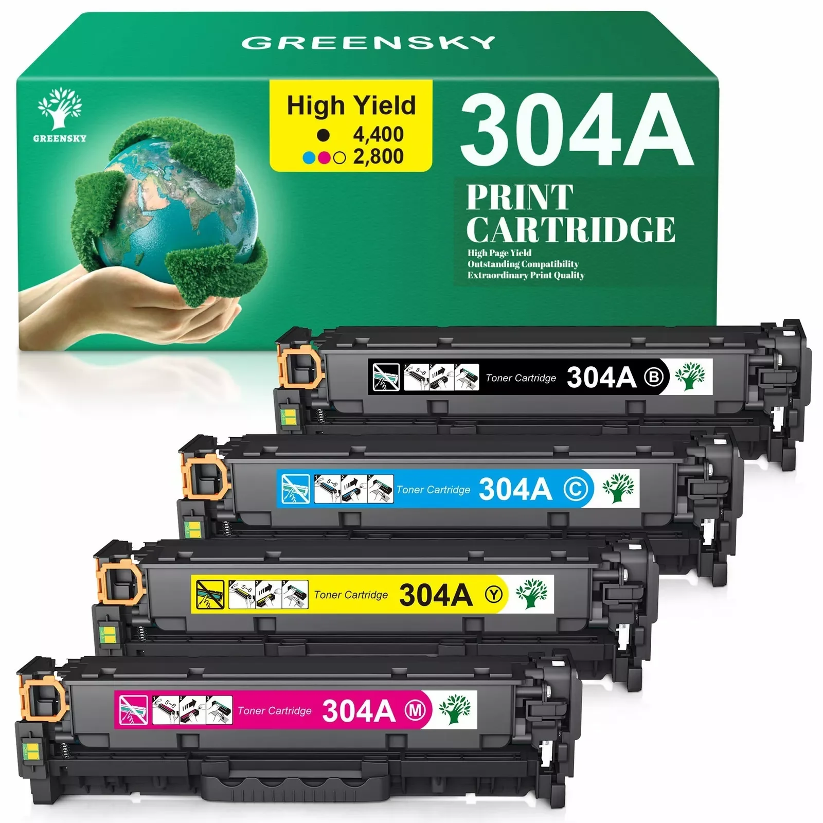 4 PK Black Color Toner Cartridge For HP CC530A 304A Laserjet CM2320mfp CM2320fxi