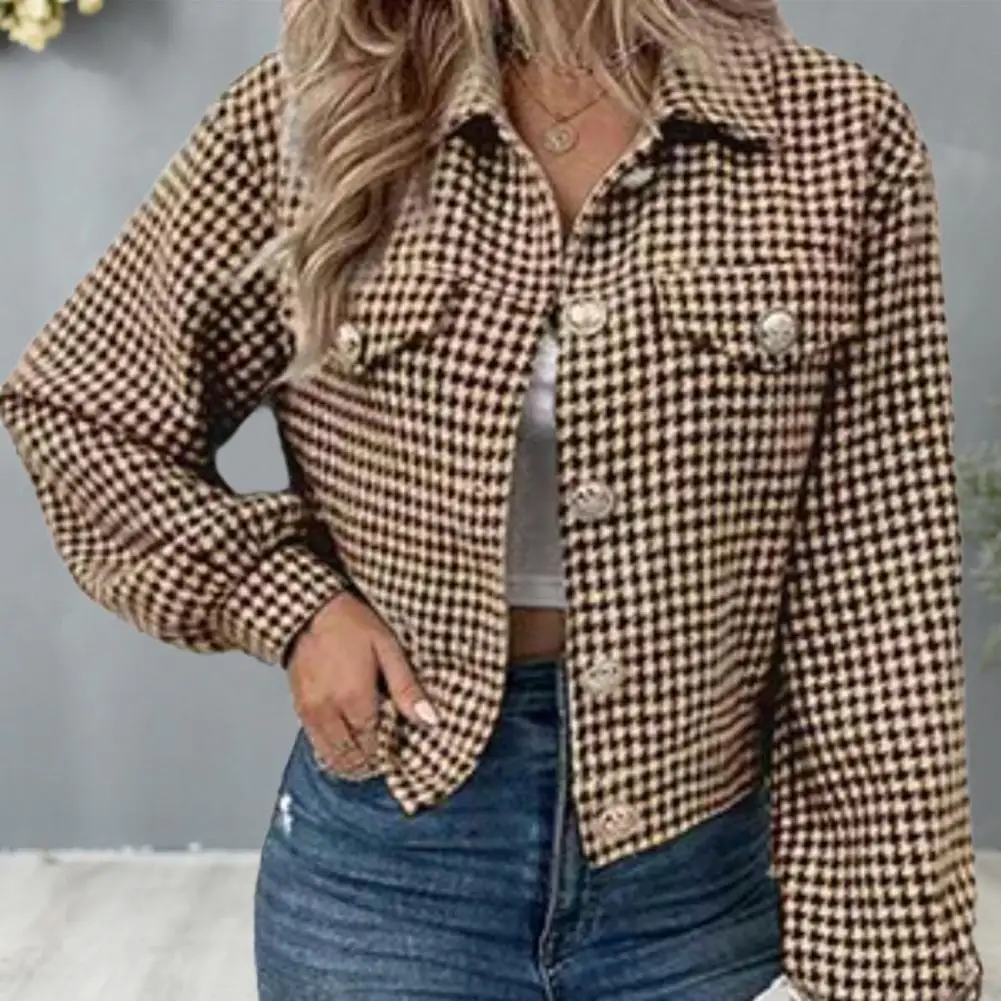 

Single-breasted Women Coat Stylish Single Breasted Ladies Coat Soft Warm Printed Jacket for Women for Commute Wear for Women
