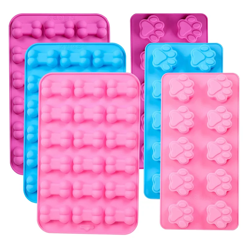 

Silicone Molds Paw and Bone Molds (6 PCS) for Baking, Chocolate, Candy, Jelly, ,-Molds