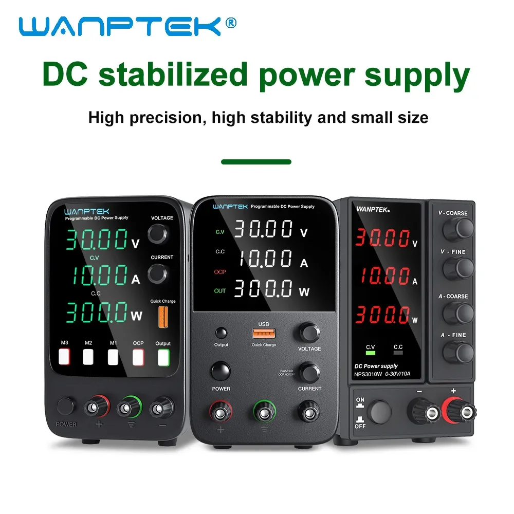 

Регулируемый источник питания постоянного тока Wanptek, 30 В, 10 А, 60 В, 5 А, настольный лабораторный источник питания со стабилизацией, регулятор напряжения, переключатель 120 в