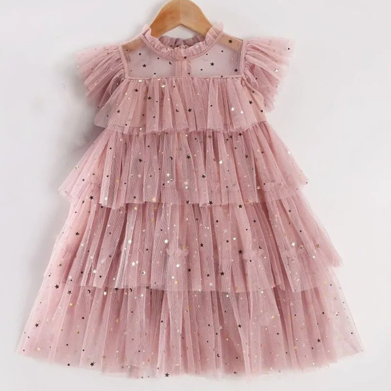 Girls dress Princess costume Summer Cake Layers Tutu Birthday Frocks for kids Party Casual Wear