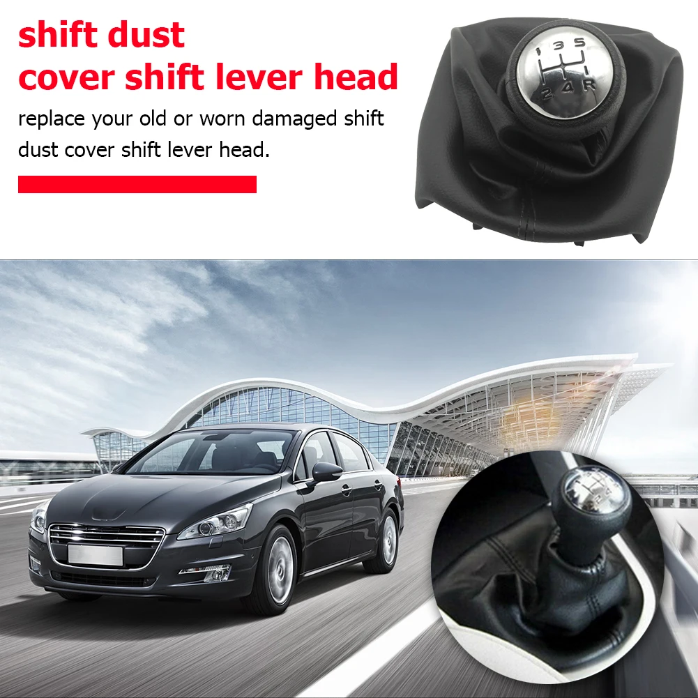 For Peugeot 307 207 206 Citroen C3-C5 5-Speed Gear Shift Knob With Collars Gear Shift Lever Dust Anti-dust Cover Interior Parts